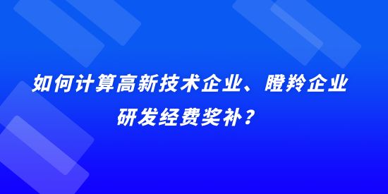 如何計算高新技術企業、瞪羚企業研發經費獎補？用實際例子說明